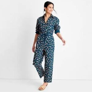 EUC Future Collective Jenny K Lopez Blue Floral boilerplate Jumpsuit